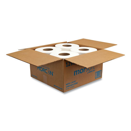 Image of Morcon Tissue 129X Jumbo Bath Tissue, Septic Safe, 2-Ply, 3.3" x 500 ft, White, 12 Rolls/Carton