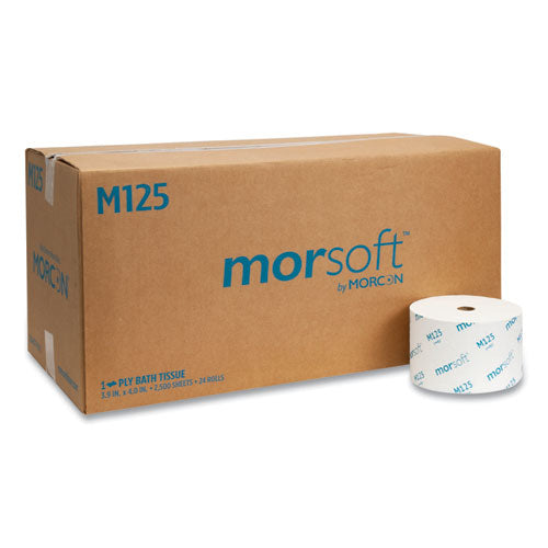 Image of Morcon Tissue M125 Small Core Bath Tissue, Septic Safe, 1-Ply, White, 2,500 Sheets/Roll, 24 Rolls/Carton