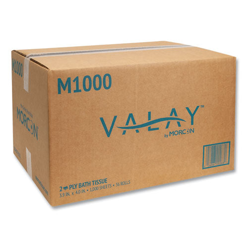 Image of Morcon Tissue M1000 Small Core Bath Tissue, Septic Safe, 2-Ply, White, 1,000 Sheets/Roll, 36 Rolls/Carton