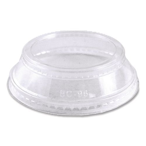 Image of World Centric® CPLCS12SH PLA Clear Cold Cup Lids, Dome Lid, Fits 9 oz to 24 oz Parfait Cups, Plastic, Clear, 1,000/Carton