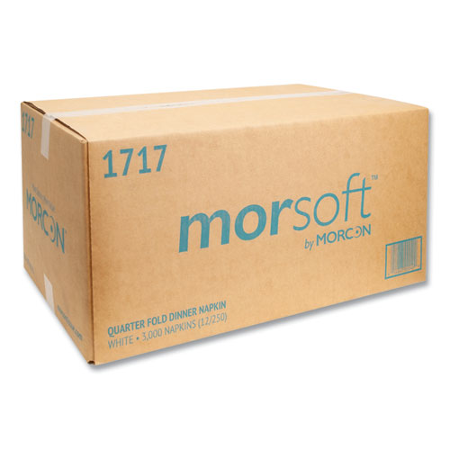 Image of Morcon Tissue 1717 Morsoft Dinner Napkins, 1-Ply, 16 x 16, White, 250/Pack, 12 Packs/Carton