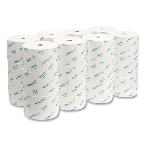 Image of Morcon Tissue M125 Small Core Bath Tissue, Septic Safe, 1-Ply, White, 2,500 Sheets/Roll, 24 Rolls/Carton