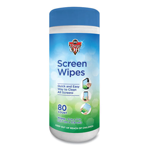 Image of Dust-OffÂ® Premoistened Monitor Cleaning Wipes, Cloth, 5 x 7, Citrus, White, 80/Tub
