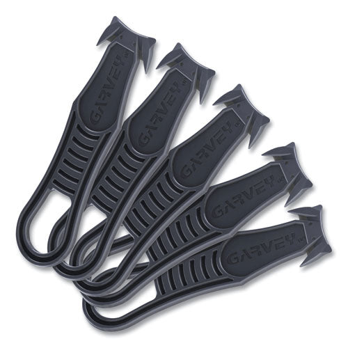 Image of Garvey® 091459 Safety Cutter Box Cutter Knife with Double Shielded Blade, 4" Plastic Handle, Black, 5/Pack
