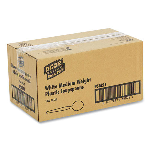 Image of Dixie® PSM21 Plastic Cutlery, Mediumweight Soup Spoon, White, 1,000/Carton