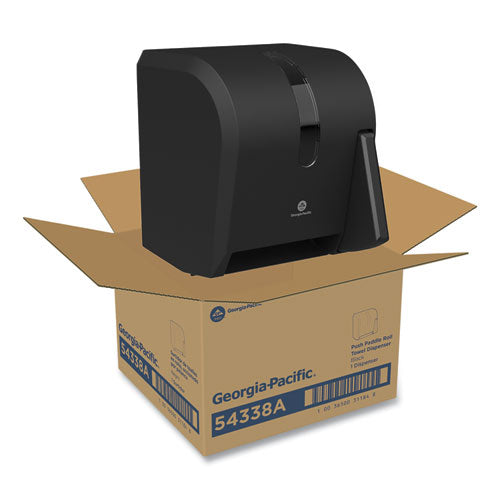 Image of Georgia Pacific® Professional 54338A Hygienic Push-Paddle Roll Towel Dispenser, 13 X 10 X 14.4, Black
