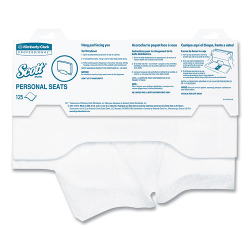Image of Scott® 07410 Personal Seats Sanitary Toilet Seat Covers, 15 X 18, White, 125/pack