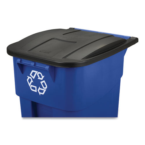 Image of Rubbermaid® Commercial FG9W2773BLUE Square Brute Recycling Rollout Container, 50 gal, Plastic, Blue