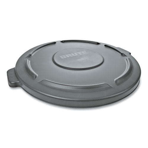 Image of Rubbermaid® Commercial FG263100GRAY BRUTE Self-Draining Flat Top Lid, for 32 gal Round BRUTE Containers, 22.25" Diameter, Gray