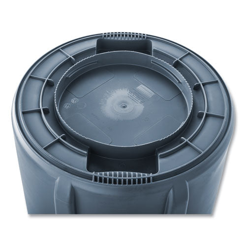 Image of Rubbermaid® Commercial FG263200GRAY Vented Round Brute Container, 32 gal, Plastic, Gray