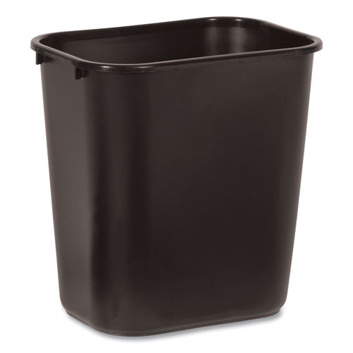 Image of Rubbermaid® Commercial FG295600BLA Deskside Plastic Wastebasket, 7 gal, Plastic, Black