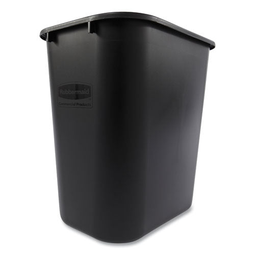 Image of Rubbermaid® Commercial FG295600BLA Deskside Plastic Wastebasket, 7 gal, Plastic, Black