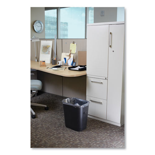 Image of Rubbermaid® Commercial FG295600BLA Deskside Plastic Wastebasket, 7 gal, Plastic, Black