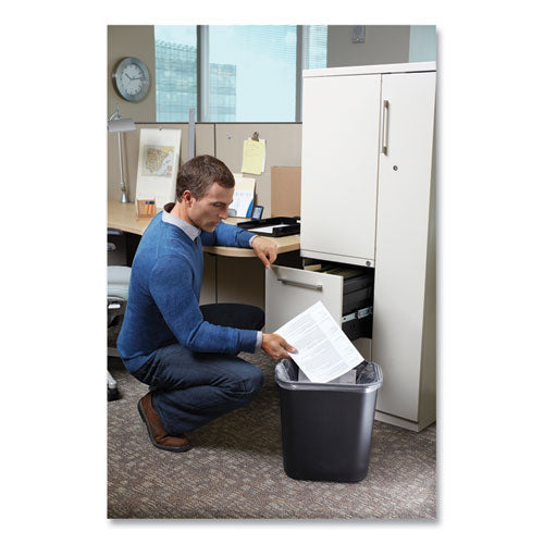 Image of Rubbermaid® Commercial FG295600BLA Deskside Plastic Wastebasket, 7 gal, Plastic, Black