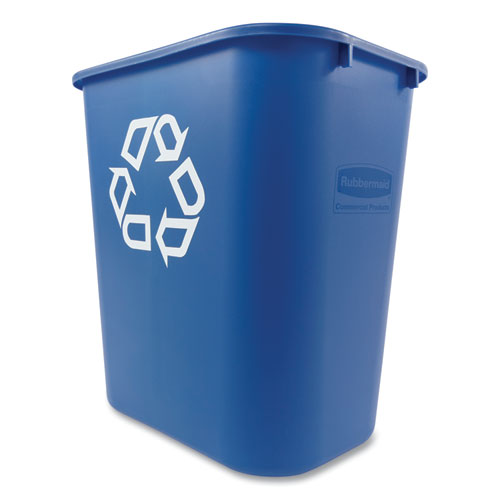 Image of Rubbermaid® Commercial FG295673BLUE Deskside Recycling Container, Medium, 28.13 qt, Plastic, Blue