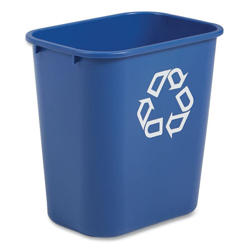 Image of Rubbermaid® Commercial FG295673BLUE Deskside Recycling Container, Medium, 28.13 qt, Plastic, Blue