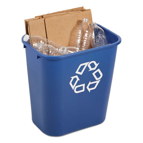 Image of Rubbermaid® Commercial FG295673BLUE Deskside Recycling Container, Medium, 28.13 qt, Plastic, Blue