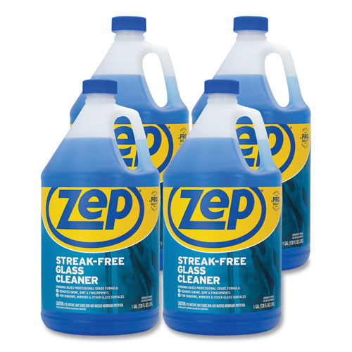 Image of Zep Commercial® ZU1120128 Streak-Free Glass Cleaner, Pleasant Scent, 1 Gal Bottle, 4/carton