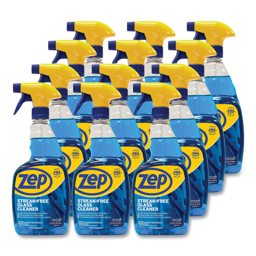 Image of Zep Commercial® ZU112032 Streak-Free Glass Cleaner, Pleasant Scent, 32 Oz Spray Bottle, 12/carton