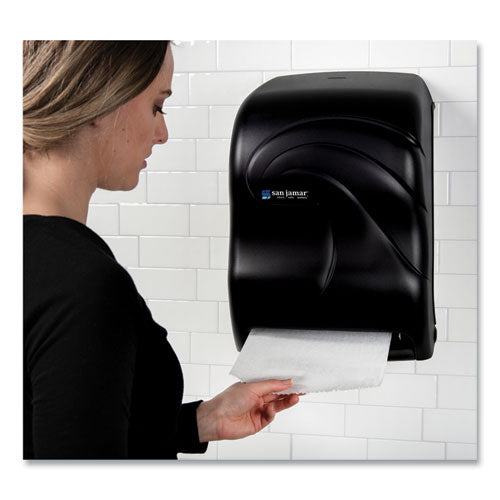 Image of San Jamar® T1390TBK Oceans Tear-N-Dry Electronic Touchless Roll Towel Dispenser, 11.75 x 9 x 15.5, Black Pearl