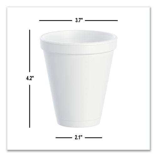 Image of Dart® 12J16 Foam Drink Cups, 12 oz, Squat, White, 1,000/Carton