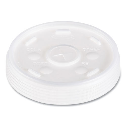 Image of Dart® 16SL Plastic Lids, Straw-Slot Lid, Fits 12 oz to 24 oz Hot/Cold Foam Cups, Translucent, 100/Pack, 10 Packs/Carton