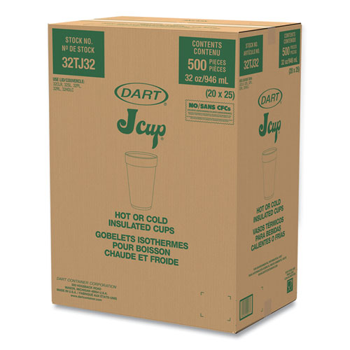 Image of Dart® 32TJ32 Foam Drink Cups, 32 oz., White, 25/Bag, 20 Bags/Carton