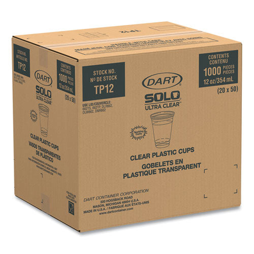 Image of SOLO® TP12 Ultra Clear PET Cups, Practical Fill, 12 oz to 14 oz, Plastic, 50/Bag, 20 Bags/Carton