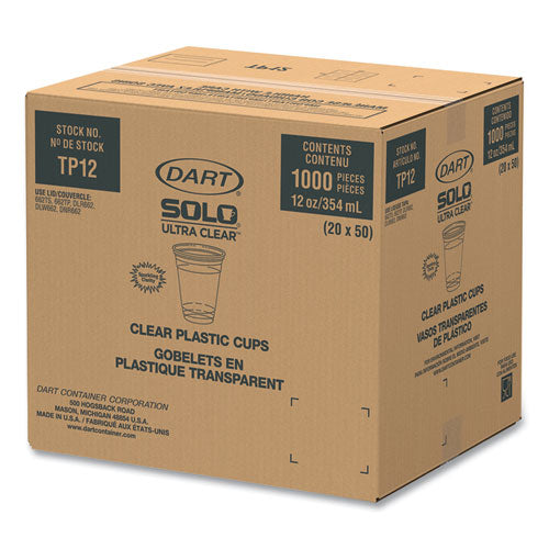 Image of SOLO® TP12 Ultra Clear PET Cups, Practical Fill, 12 oz to 14 oz, Plastic, 50/Bag, 20 Bags/Carton