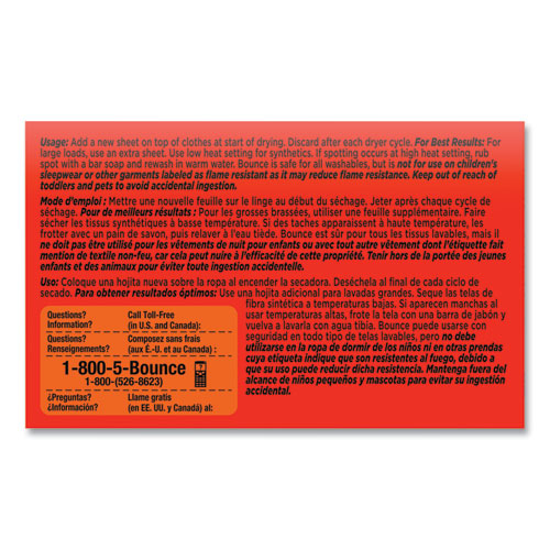 Image of Bounce® 02664 Fabric Softener Sheets, Coin Vend, Outdoor Fresh Scent, 2 Sheets/Box, 156 Boxes/Carton