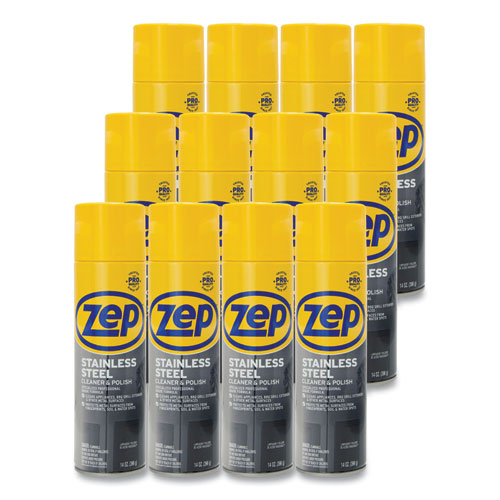 Image of Zep Commercial® ZUSSTL14 Stainless Steel Polish, 14 Oz Aerosol Spray, 12/carton