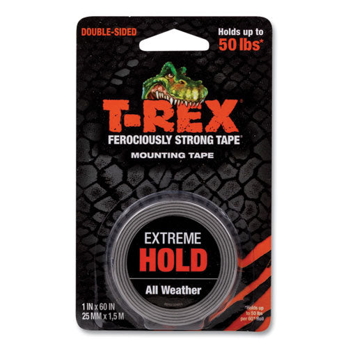 Image of T-REX® 285337 Extreme Hold Mounting Tape, 1.5" Core, 1" X 1.66 Yds, Black