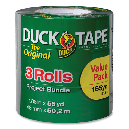 Image of Duck® 241640 Utility Duct Tape, 3" Core, 1.88" X 55 Yds, Silver, 3/pack