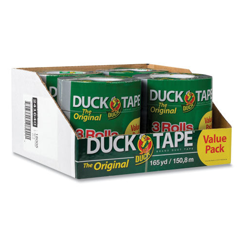 Image of Duck® 241640 Utility Duct Tape, 3" Core, 1.88" X 55 Yds, Silver, 3/pack