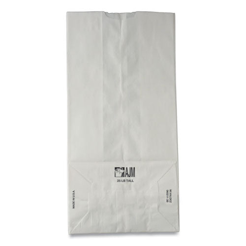 Image of Ross & Wallace Paper Products 120302500PK/BL Grocery Paper Bags, 2# Size, 30# Basis Weight, 4.13" x 2.63" x 7.88", White, 500/Bundle