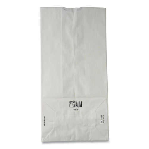 Image of Ross & Wallace Paper Products 120306500PK/BL Grocery Paper Bags, 6# Size, 35# Basis Weight, 5.88" x 3.63" x 11", White, 500/Bundle