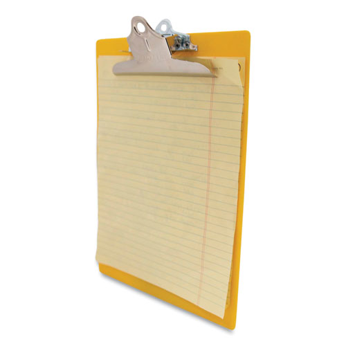 Image of Saunders 21605 Recycled Plastic Clipboard with Ruler Edge, 1" Clip Capacity, Holds 8.5 x 11 Sheets, Yellow