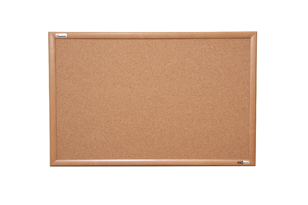 Image of Quartet® SKILCRAFT® Natural Cork Bulletin Board, Oak Frame, 48" x 36"