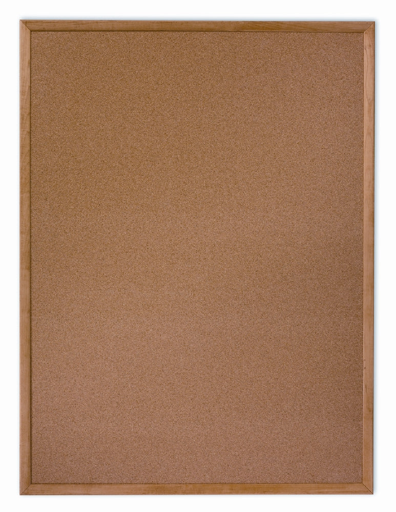 Image of Quartet® SKILCRAFT® Natural Cork Bulletin Board, Oak Frame, 12" x 36"