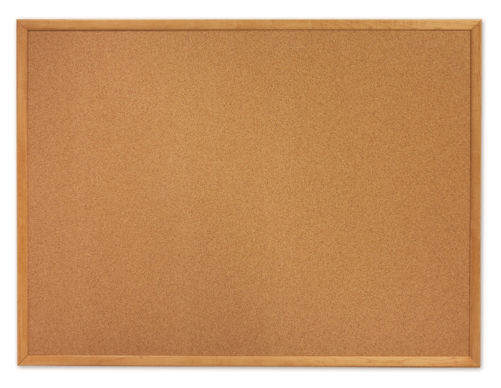 Quartet/Skilcraft Natural Cork Bulletin Board, Oak Frame, 72" x 48"