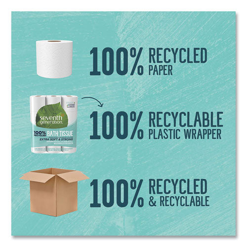 Image of Seventh Generation® SEV 13738CT 100% Recycled Bathroom Tissue, Septic Safe, 2-Ply, White, 240 Sheets/Roll, 24 Rolls/Pack, 2 Packs/Carton