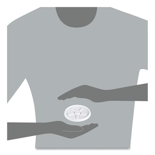 Image of Dart® 12JL Plastic Lids for Foam Cups, Bowls and Containers, Vented, Fits 6 oz to 14 oz, White, 100/Pack, 10 Packs/Carton