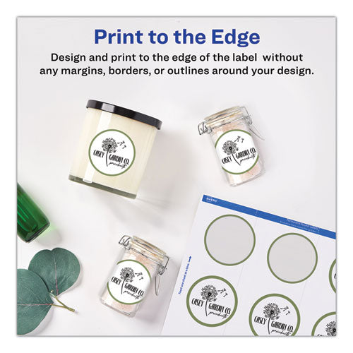 Image of Avery® 22877 Round Print-to-the Edge Labels with SureFeed and EasyPeel, 2" dia, Matte White, 300/Pack