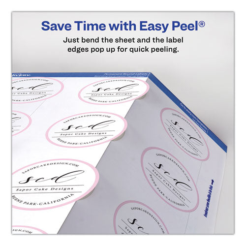 Image of Avery® 22877 Round Print-to-the Edge Labels with SureFeed and EasyPeel, 2" dia, Matte White, 300/Pack