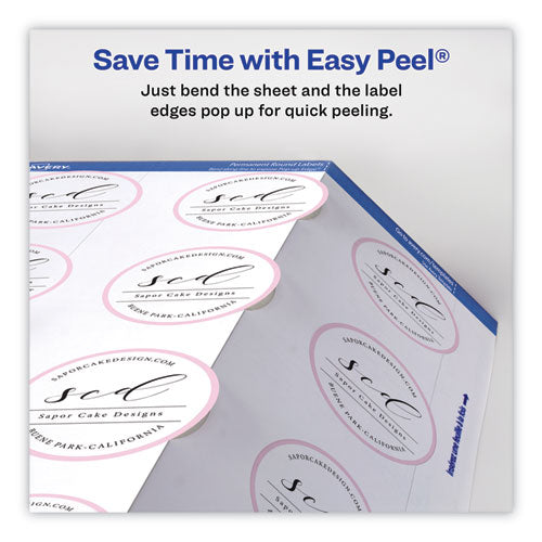 Image of Avery® 22807 Round Print-To-The Edge Labels With Sure Feed And Easy Peel, 2" Dia, Glossy White, 120/pk