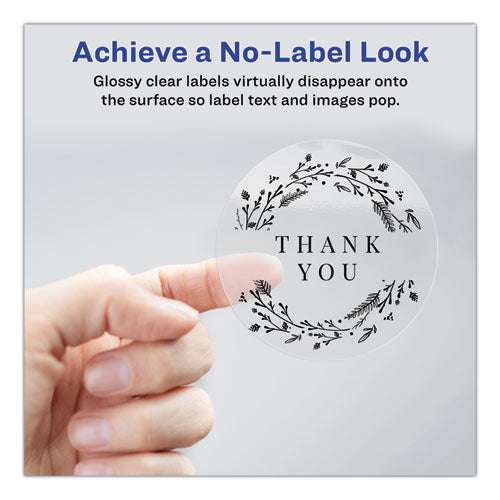 Image of Avery® 04222 Printable Self-Adhesive Permanent ID Labels w/Sure Feed, 0.75" dia, Clear, 400/PK