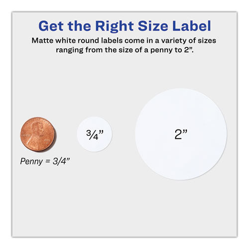 Image of Avery® 22877 Round Print-to-the Edge Labels with SureFeed and EasyPeel, 2" dia, Matte White, 300/Pack