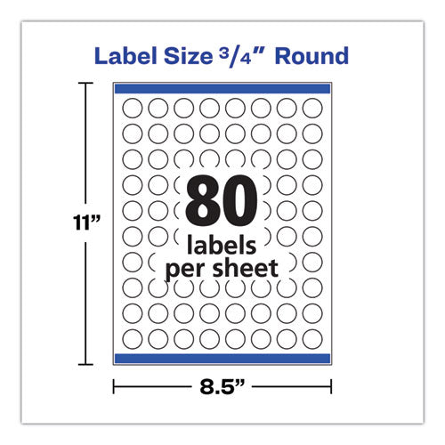 Image of Avery® 04222 Printable Self-Adhesive Permanent ID Labels w/Sure Feed, 0.75" dia, Clear, 400/PK
