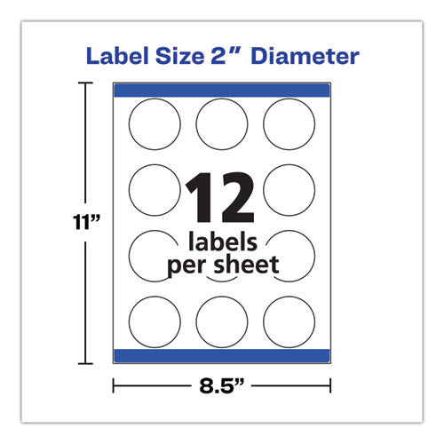 Image of Avery® 22877 Round Print-to-the Edge Labels with SureFeed and EasyPeel, 2" dia, Matte White, 300/Pack