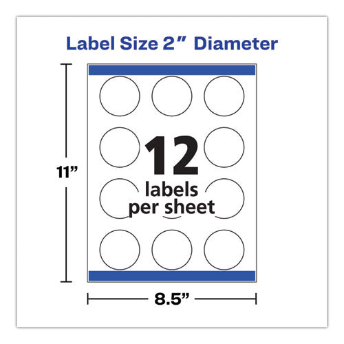Image of Avery® 22807 Round Print-To-The Edge Labels With Sure Feed And Easy Peel, 2" Dia, Glossy White, 120/pk